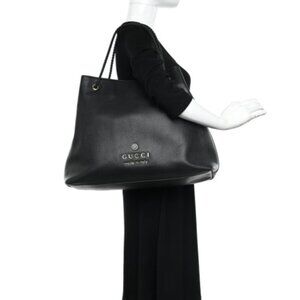 Gucci Black Leather Tote Bag